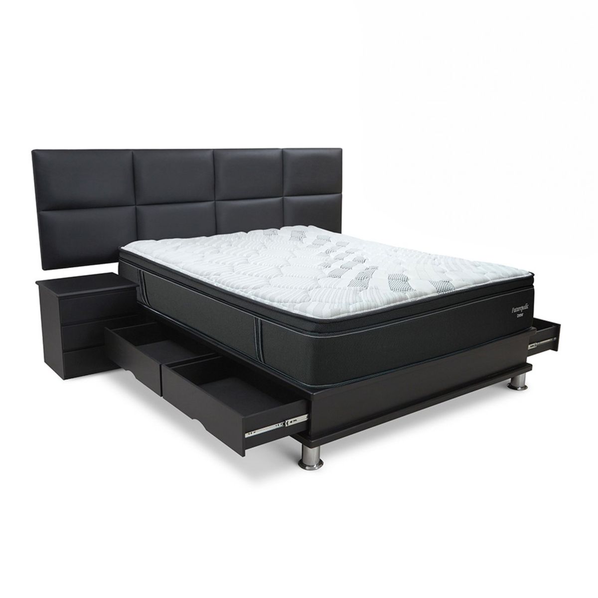 DRIMER - Dormitorio con Cajones Futurepedic Kaela Queen + 2 Almohadas