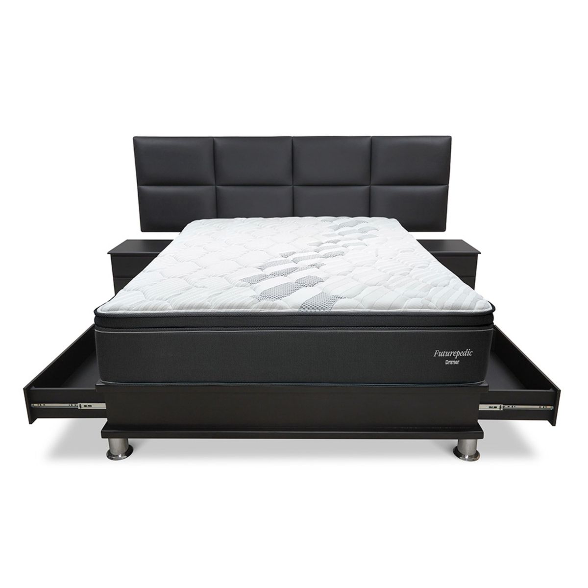 DRIMER - Dormitorio con Cajones Futurepedic Kaela Queen + 2 Almohadas