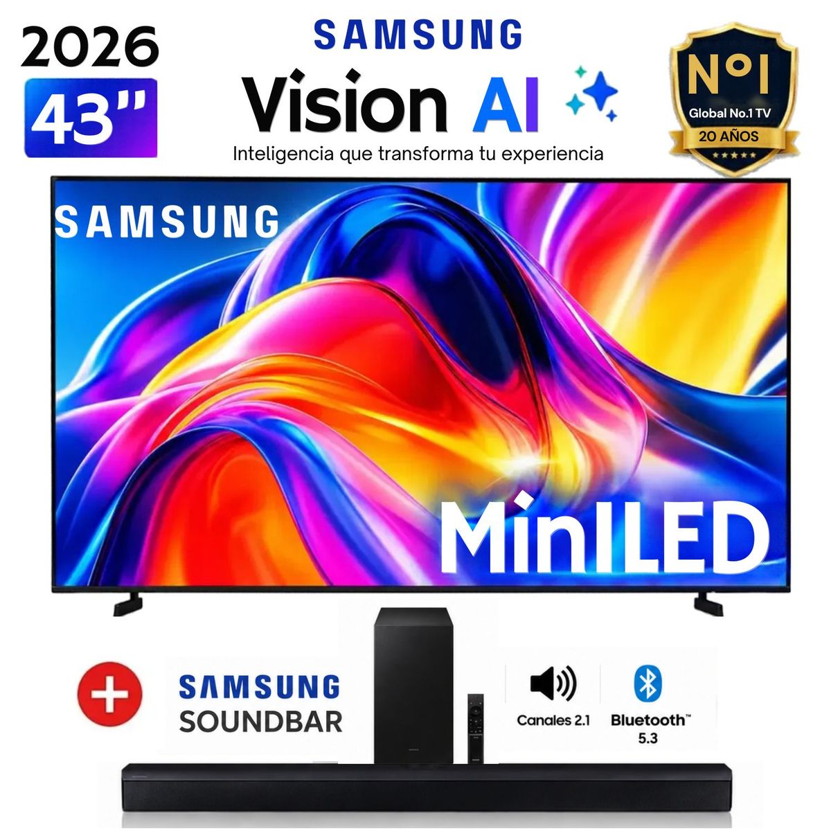 SAMSUNG - TELEVISOR SAMSUNG 43" MINI LED 43M70H VISION AI SMART TV - 2026 + Soundbar B450
