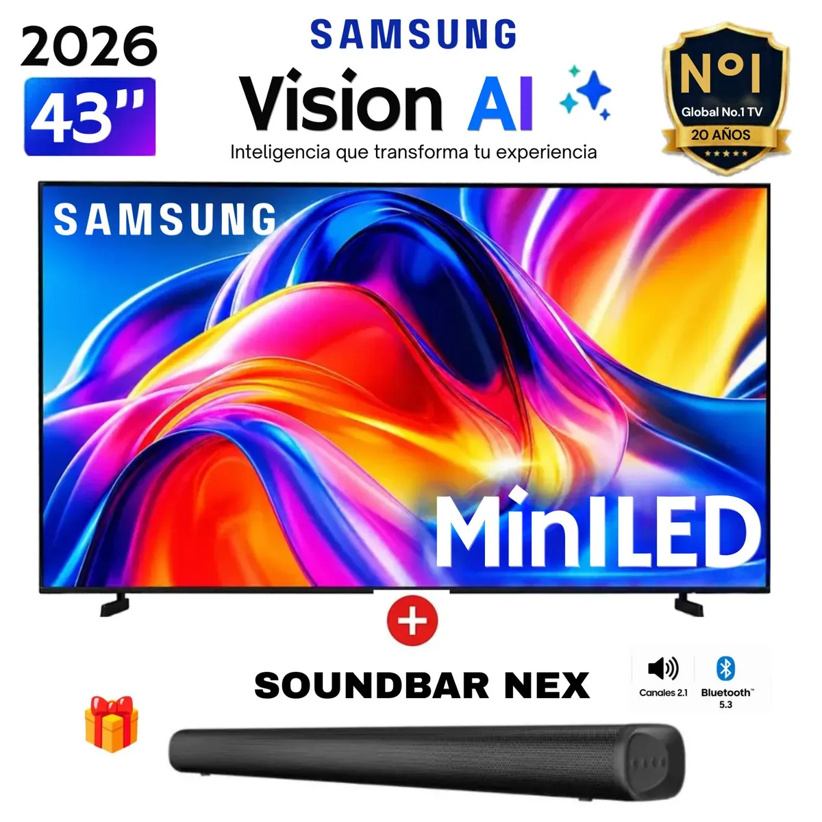 SAMSUNG - TELEVISOR SAMSUNG 43" MINI LED 43M70H VISION AI SMART TV - 2026 + Soundbar Nex