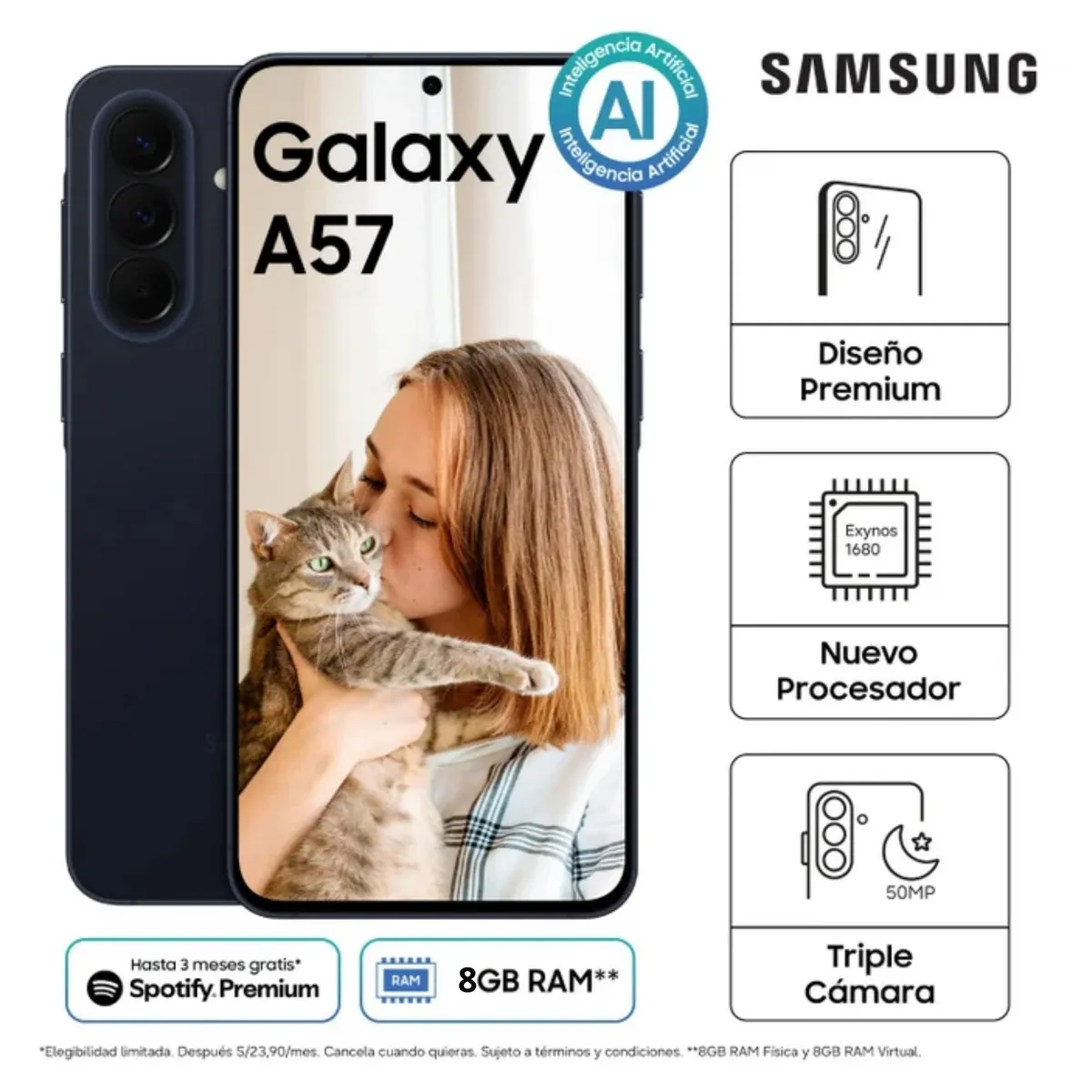 SAMSUNG	A57 5G	8GB+256GB AWESOME NAVY, marca SAMSUNG - Foto Principal