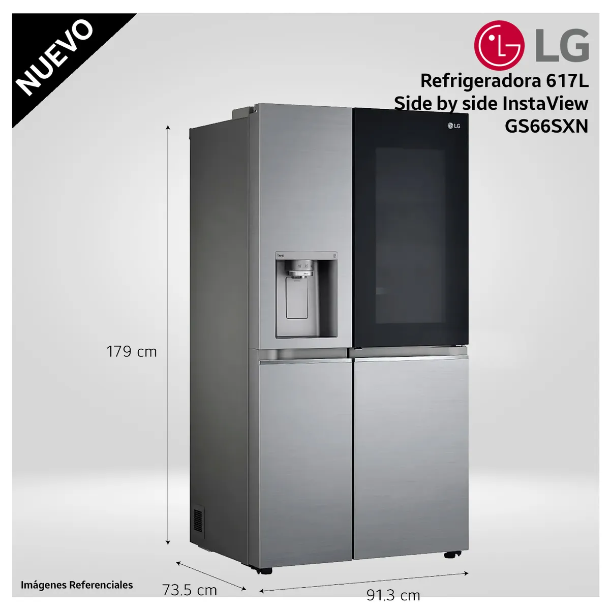 LG - Refrigeradora LG 617L InstaView Side by Side GS66SXN Plateada  Modelo Nuevo