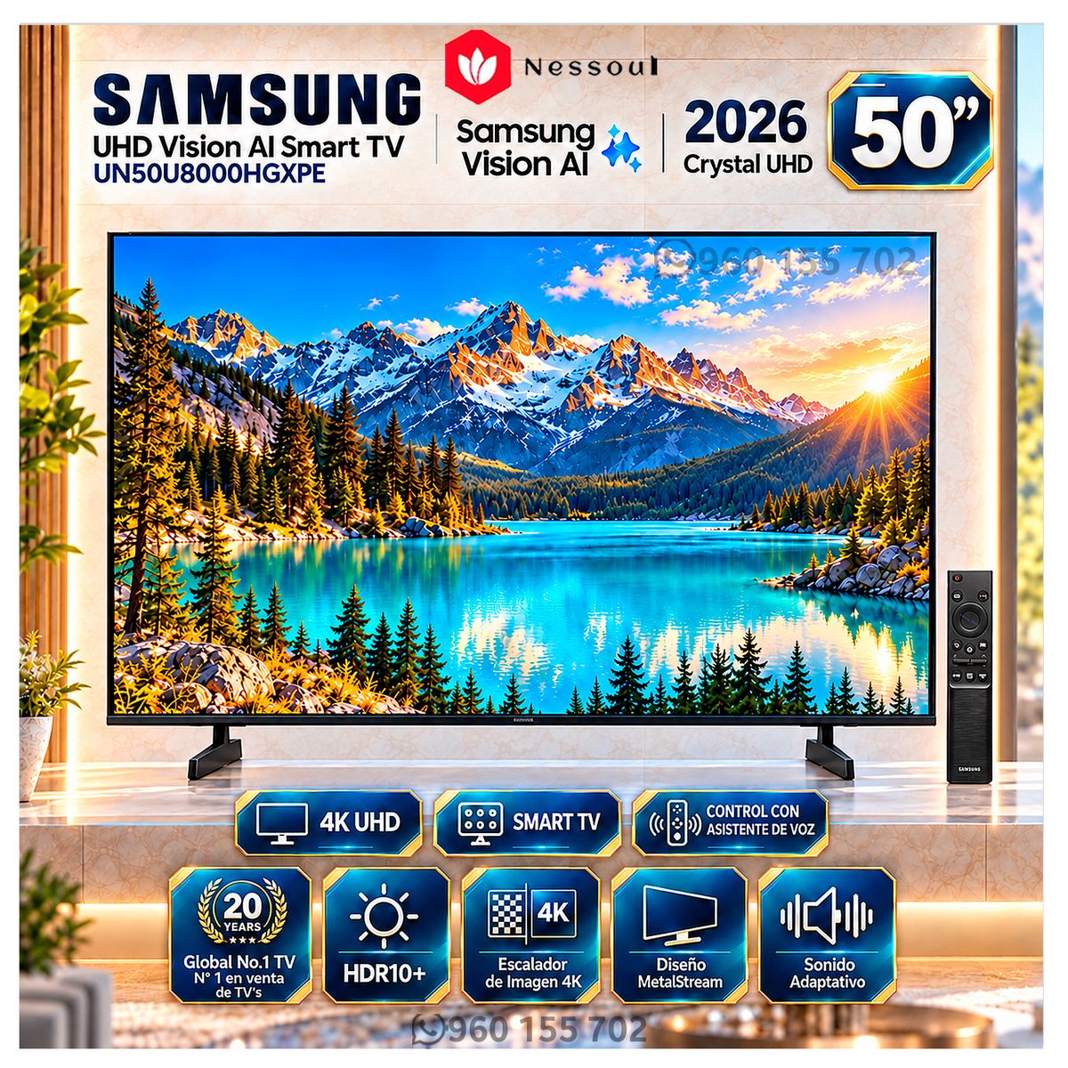 SAMSUNG - Televisor Samsung 50" UHD Vision AI Smart TV UN50U8000HGXPE (2026)