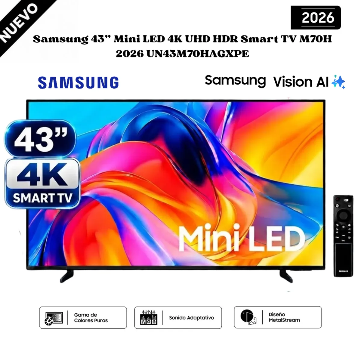 SAMSUNG - Samsung 43” Mini LED 4K UHD HDR Smart TV M70H 2026 UN43M70HAGXPE