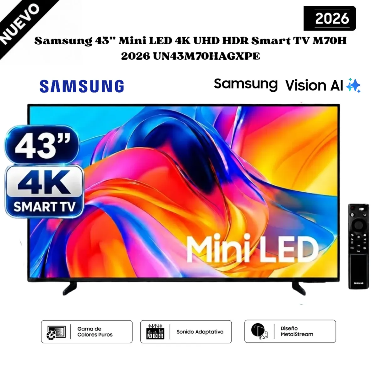 SAMSUNG - Samsung 43” Mini LED 4K UHD HDR Smart TV M70H 2026 UN43M70HAGXPE