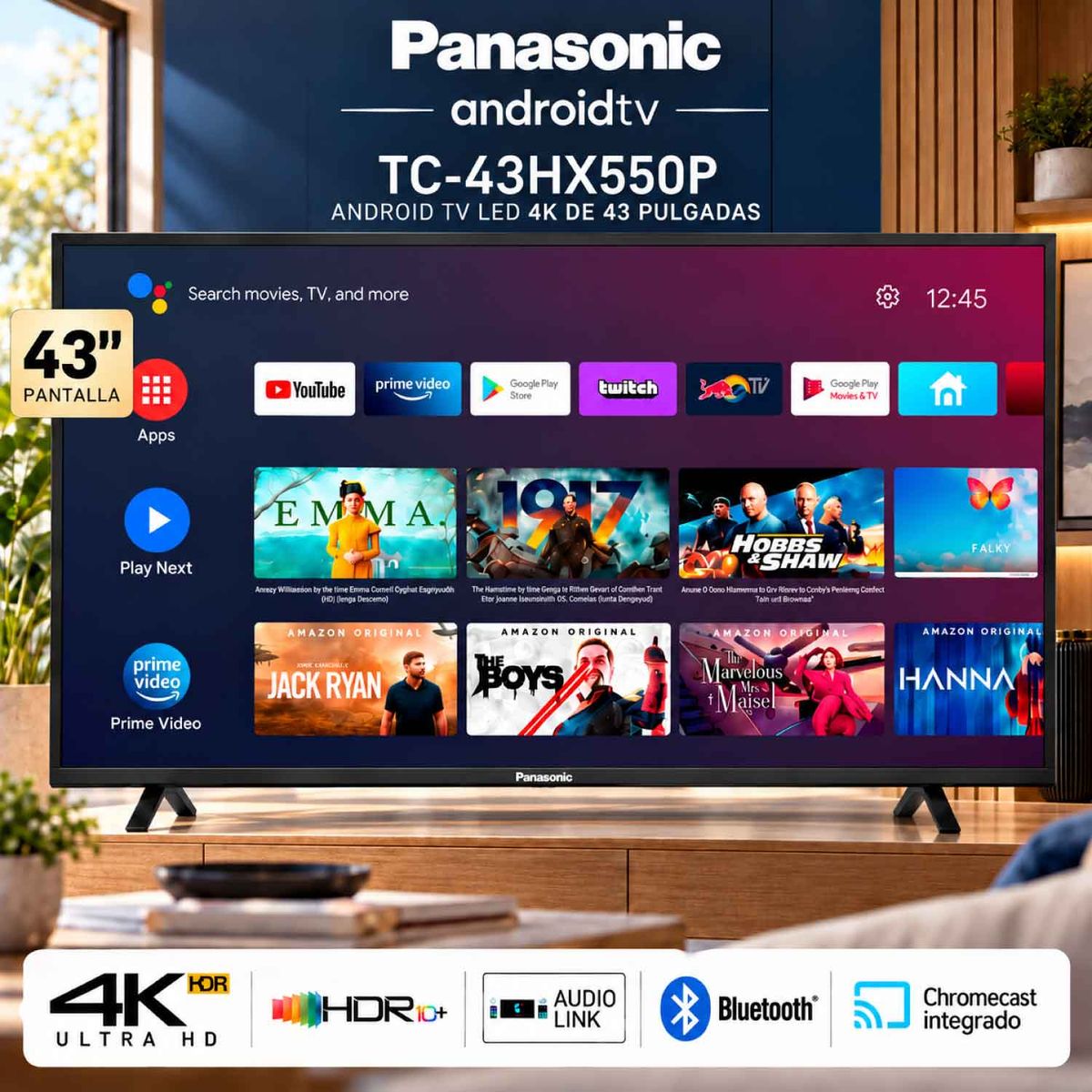 Televisor Panasonic Smart 4K UHD Android 43 TC-43HX550P - Negro ...