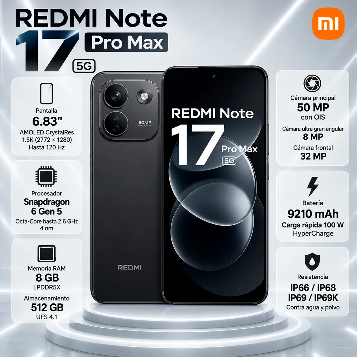 Celular Xiaomi Redmi Note 17 Pro Max 5G 512GB 8GB, marca XIAOMI - Foto Principal