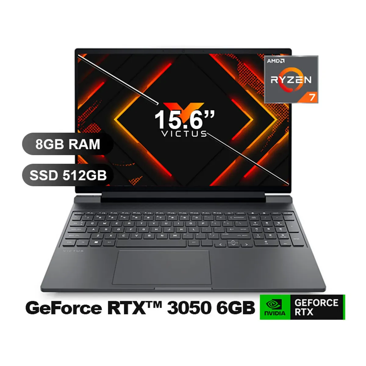 HP - LAPTOP HP VICTUS GAMING 15-FB3019LA R7-7445HS/ 8GB/ SSD512/ RTX3050-6GB/ BT4F6LA