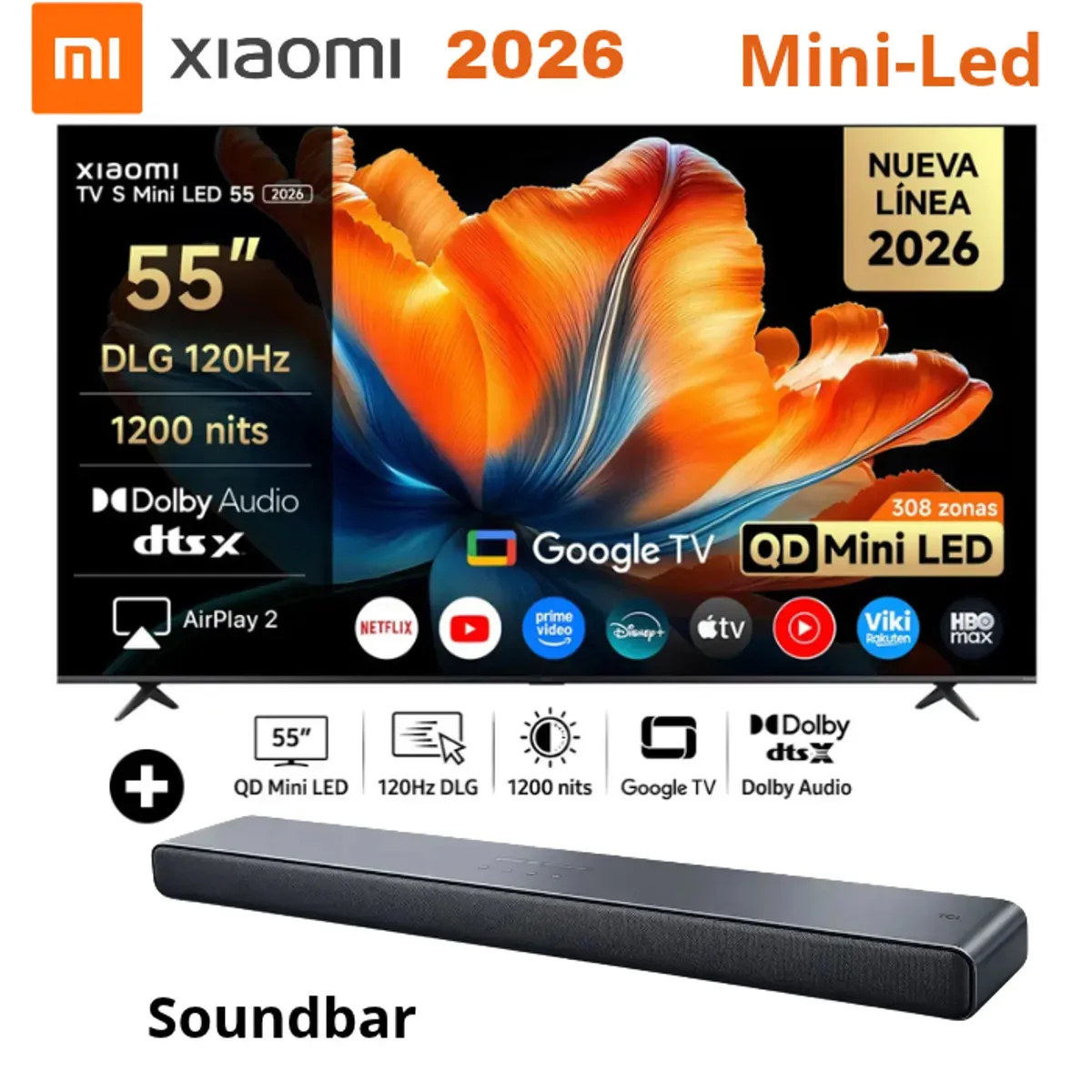 Televisor Smart TVXiaomi TV S Mini LED 55