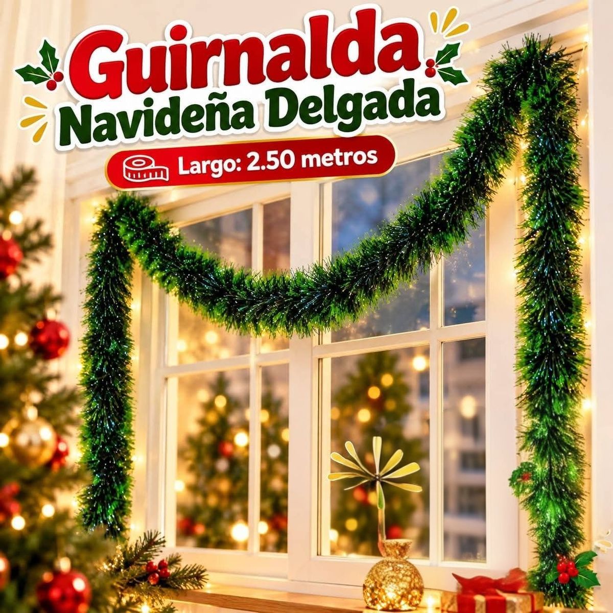 GENERICO - GUIRNALDA NAVIDEÑA DELGADA / LARGO 2.50 METROS