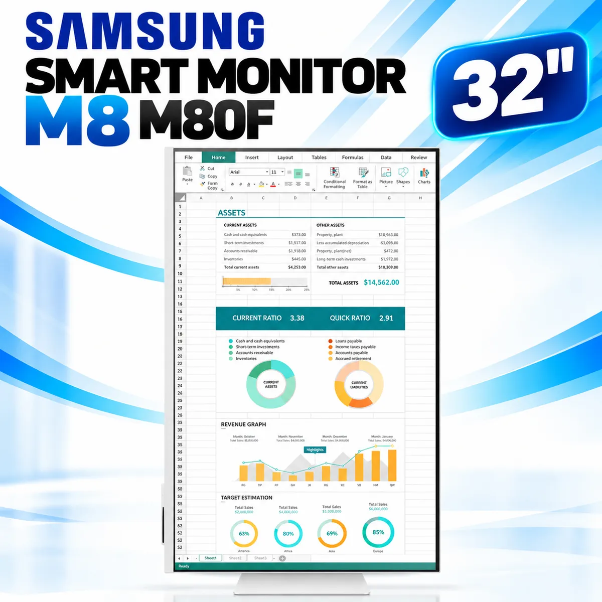 SAMSUNG - MONITOR SMART SAMSUNG M8 M80F 32" 4K  - PARLANTES Y WEBCAM