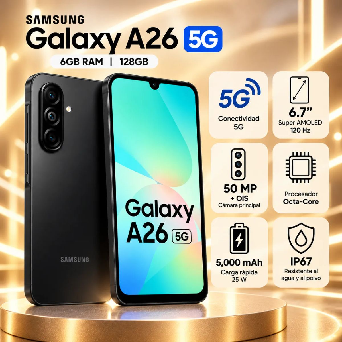 Celular Galaxy A26 5G 6GB RAM / 128GB – Negro SAMSUNG | Falabella Perú