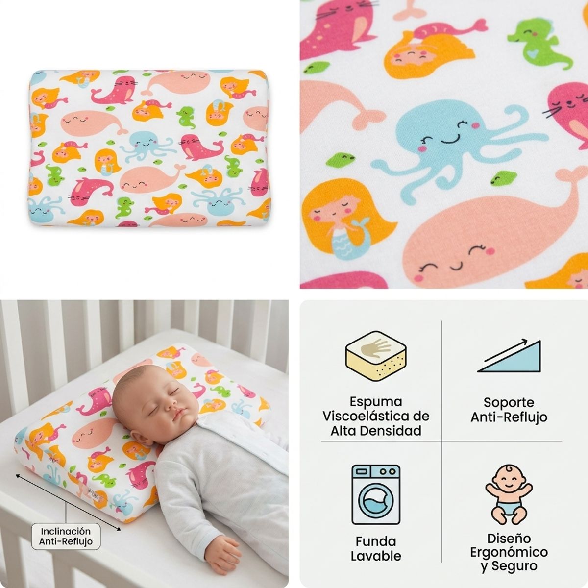 Almohada Ergonómica Infantil Bisco Elastica Anti Reflujo - Diseño ...