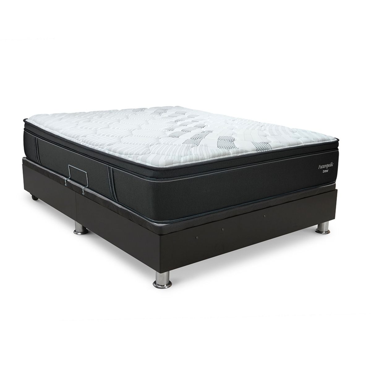 DRIMER - Cama Boxet Laqueada Futurepedic 1.5 Plz + 1 Almohada 