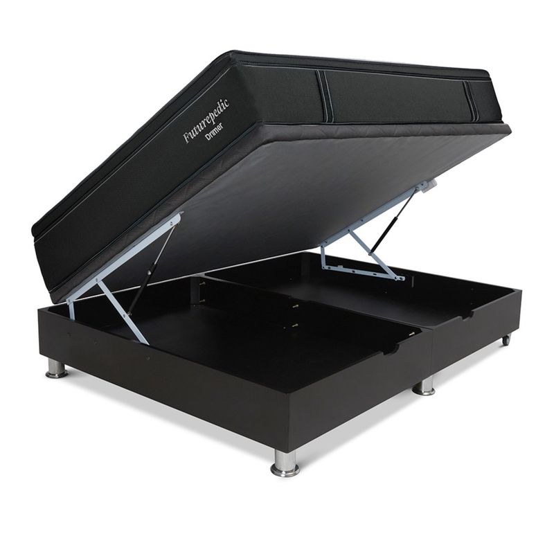 DRIMER - Cama Boxet Laqueada Futurepedic queen + 2 Almohadas 