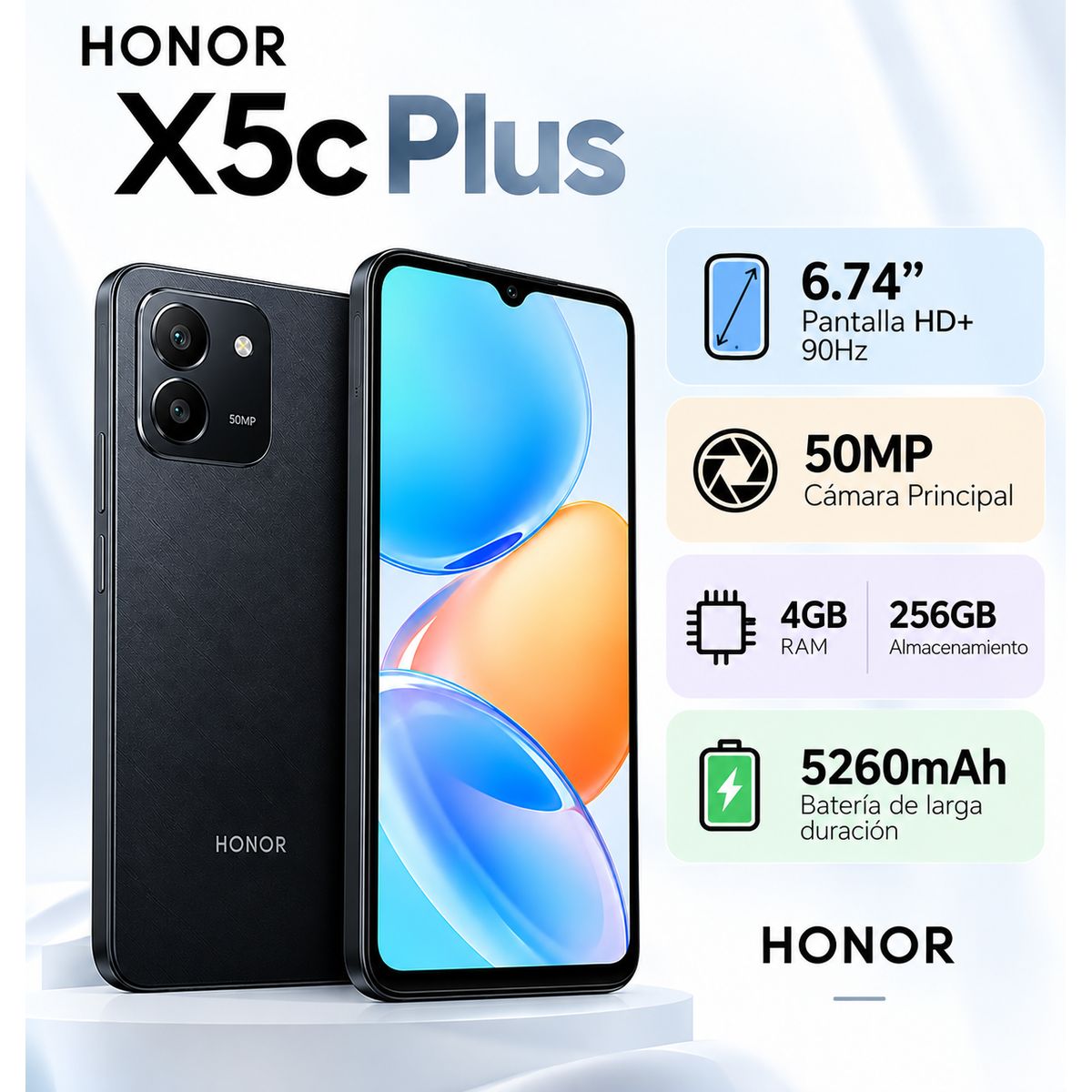 Celular HONOR X5c Plus 4GB + 256GB/NEGRO HONOR | Falabella Perú