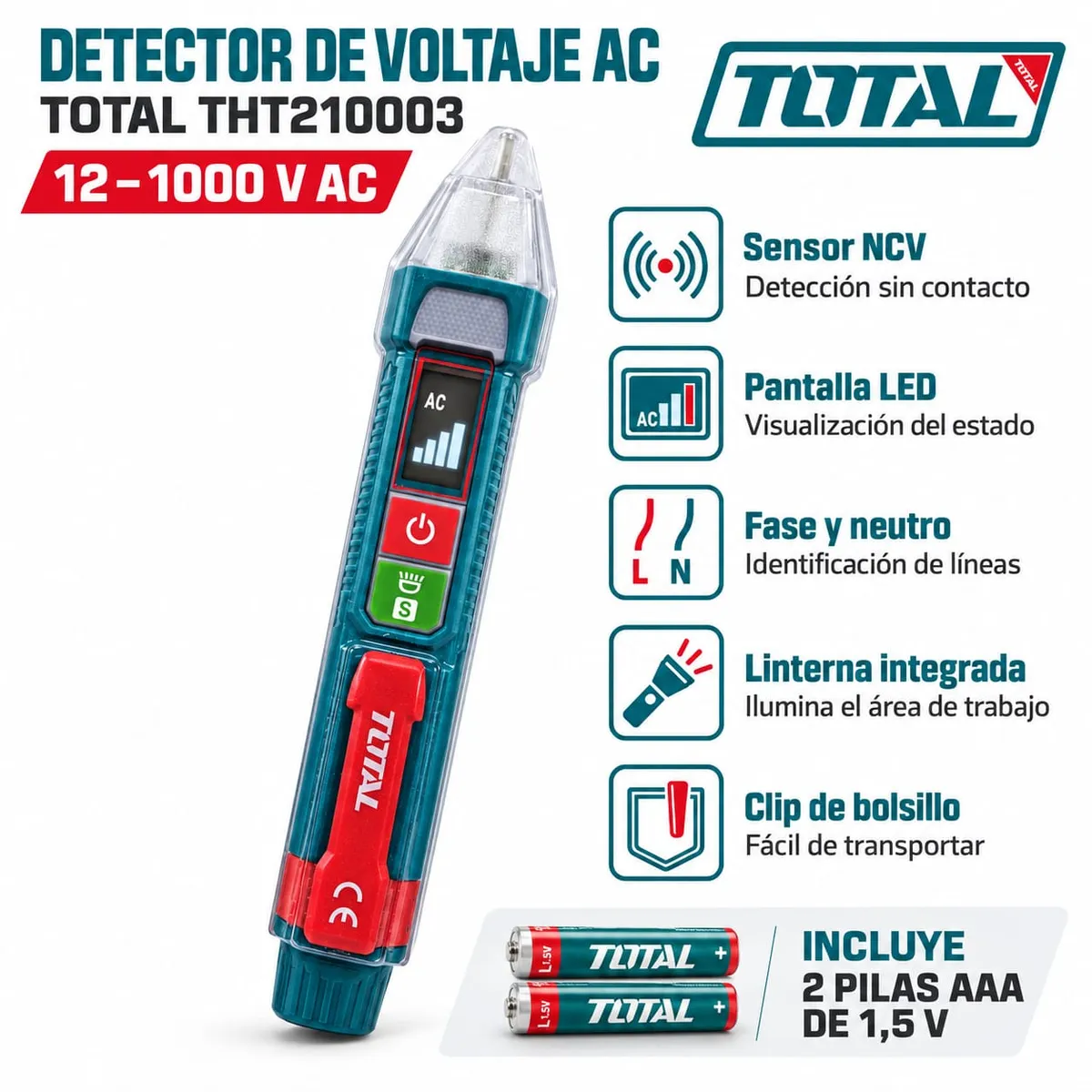 Detector Voltaje Total THT210003 Sin Contacto 12-1000V AC THT210003 ...