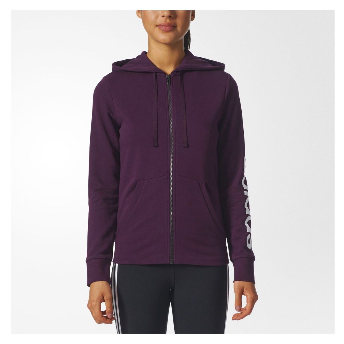 ADIDAS - Casaca Deportiva Essentials Linear Hoodie Morado