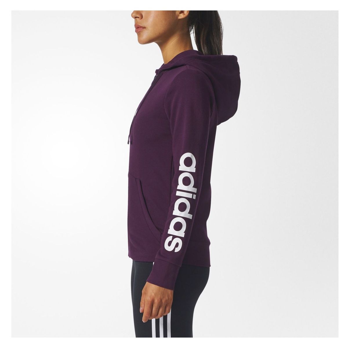 ADIDAS - Casaca Deportiva Essentials Linear Hoodie Morado