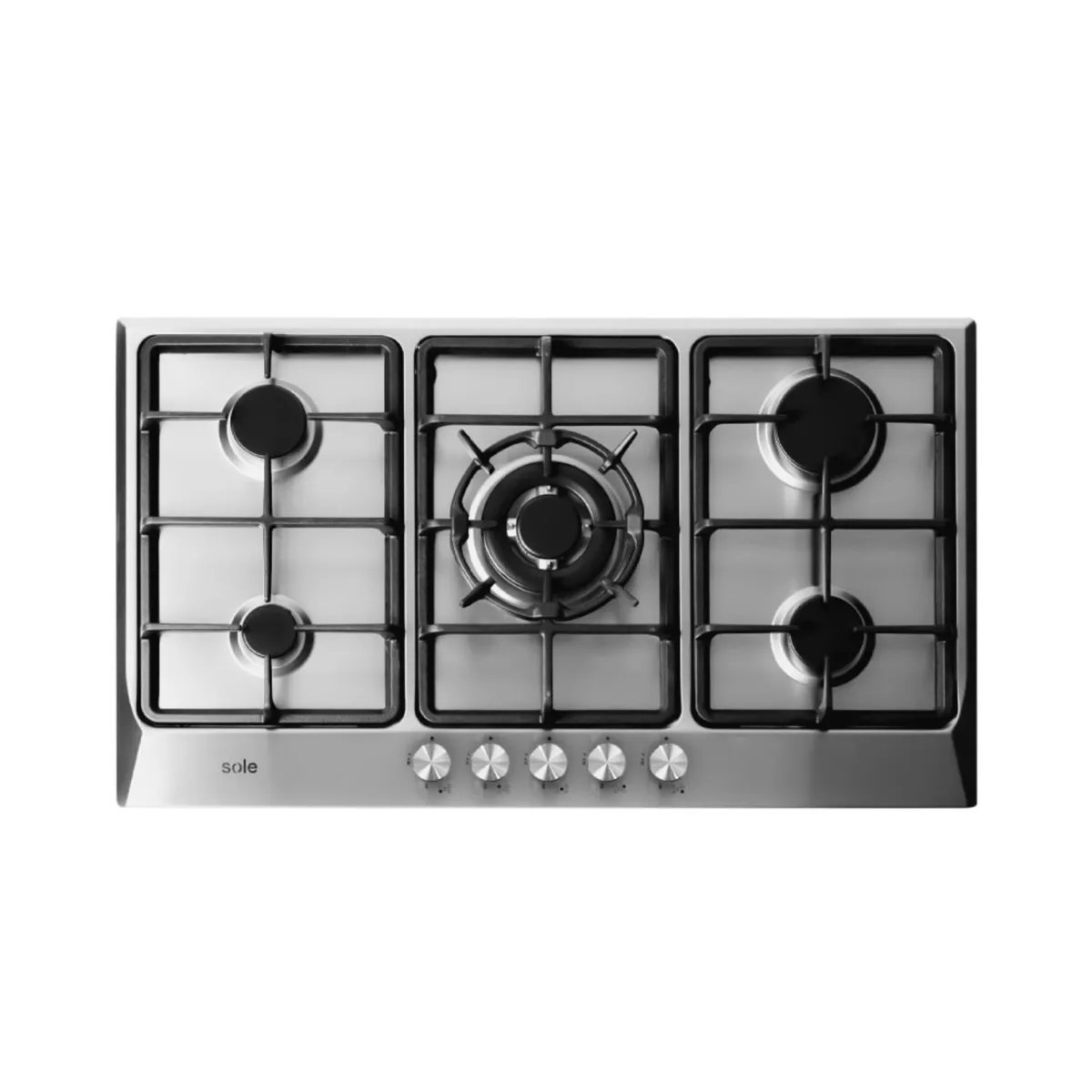 SOLE - Combo Sole: Cocina Empotrable 5 Hornillas SOLCO038 87 cm Inox + Campana con Filtro TURE63CO 3 Velocidades