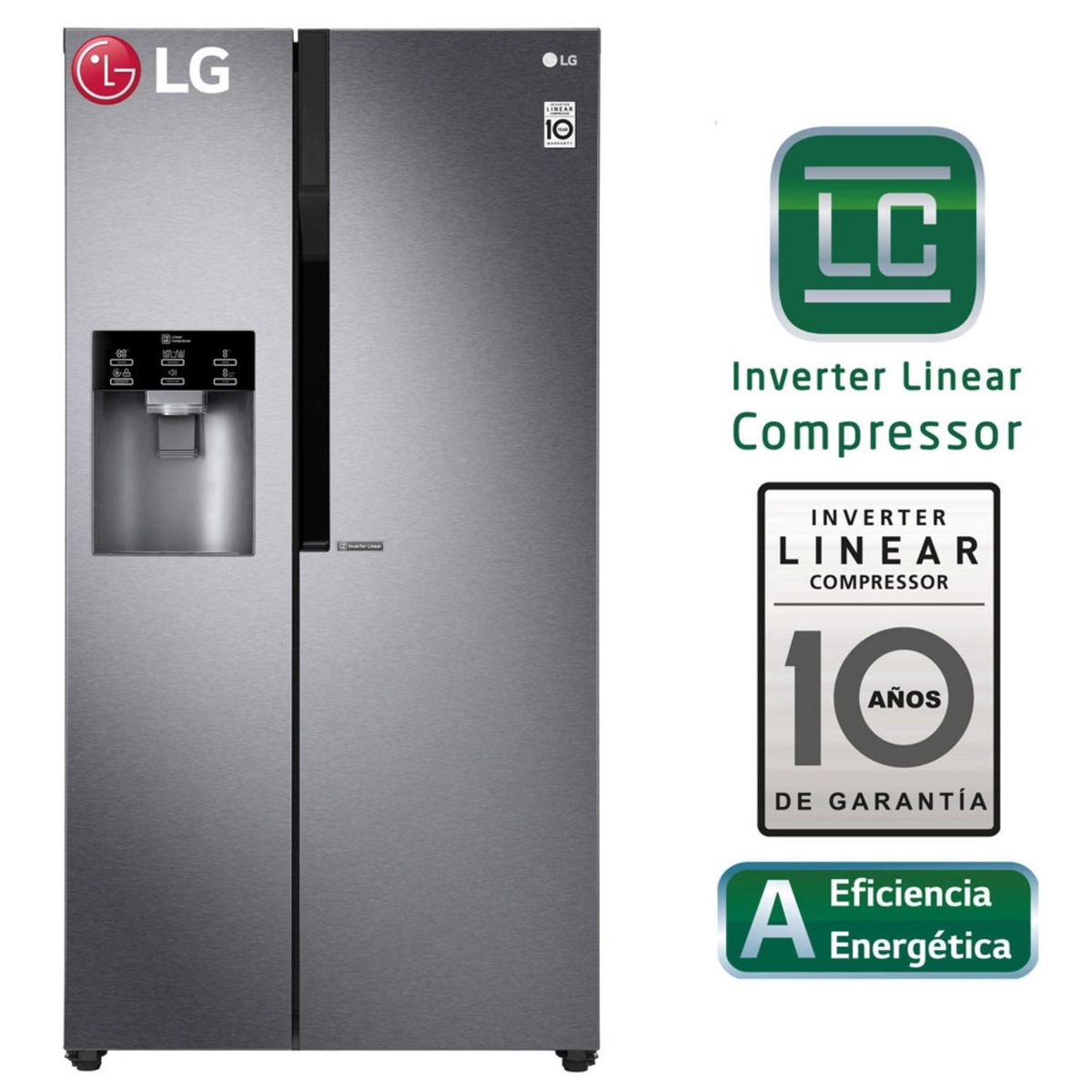 LG - Refrigeradora 591 LT SBS LG con Moist Balance Crisper LS63SPGK Acero Grafito Oscuro