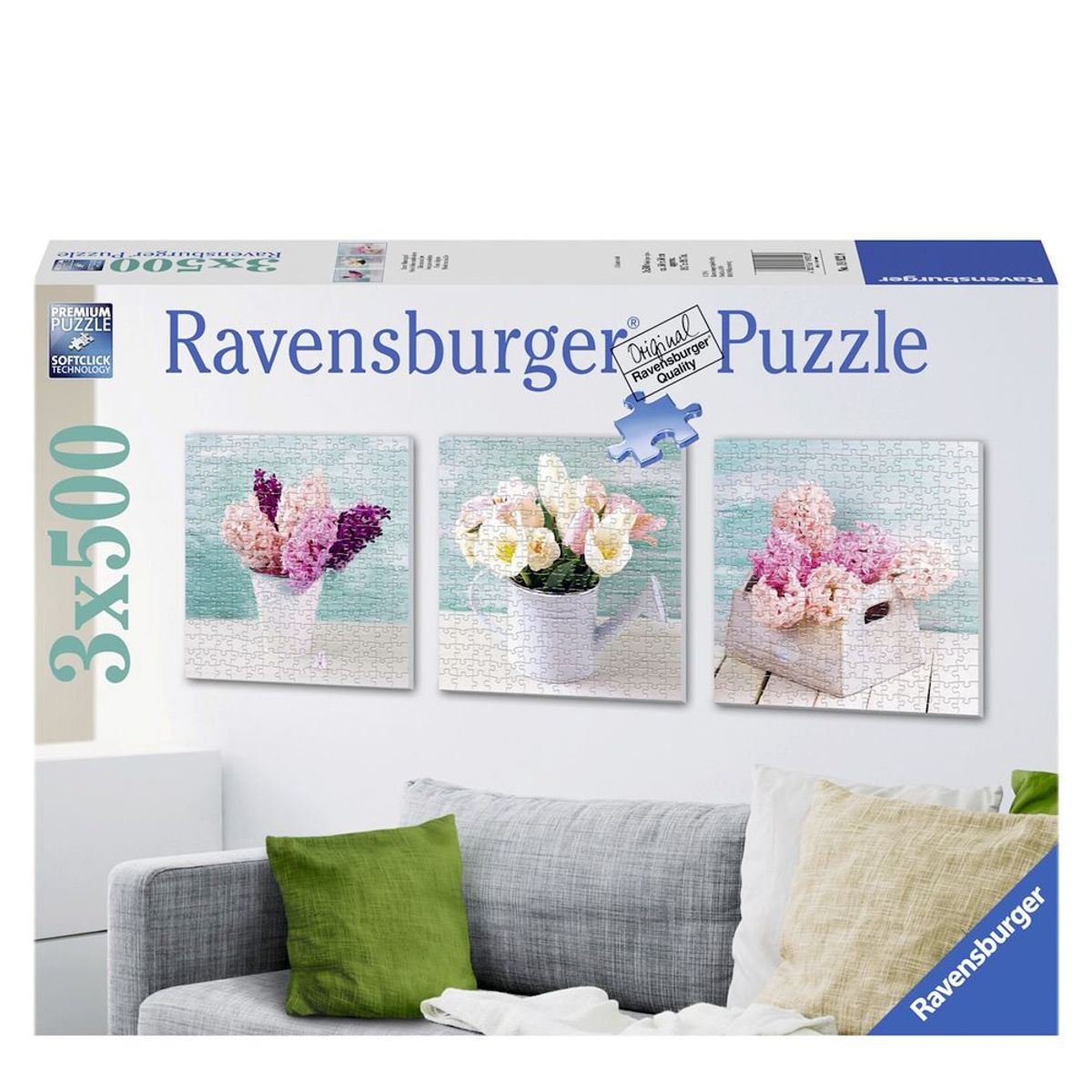 RAVENSBURGER - Rompecabezas Triple 3 x 500 Pzas: Delicias Florales