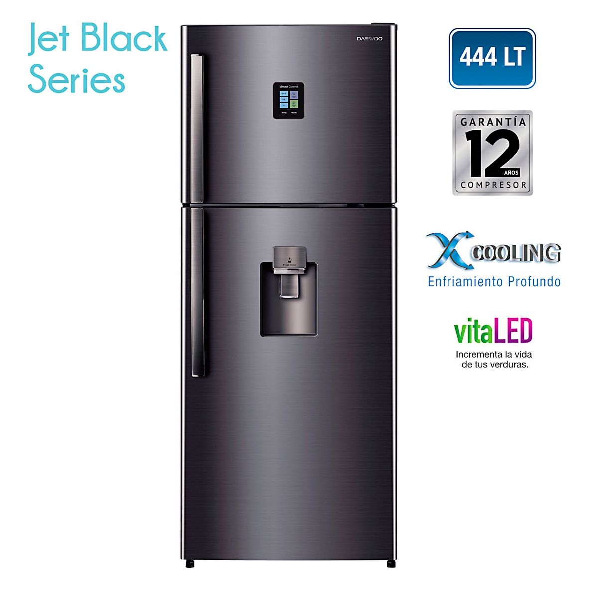 DAEWOO - Refrigeradora Top Mount RGP-460G2MJBF 444 Lt Negro