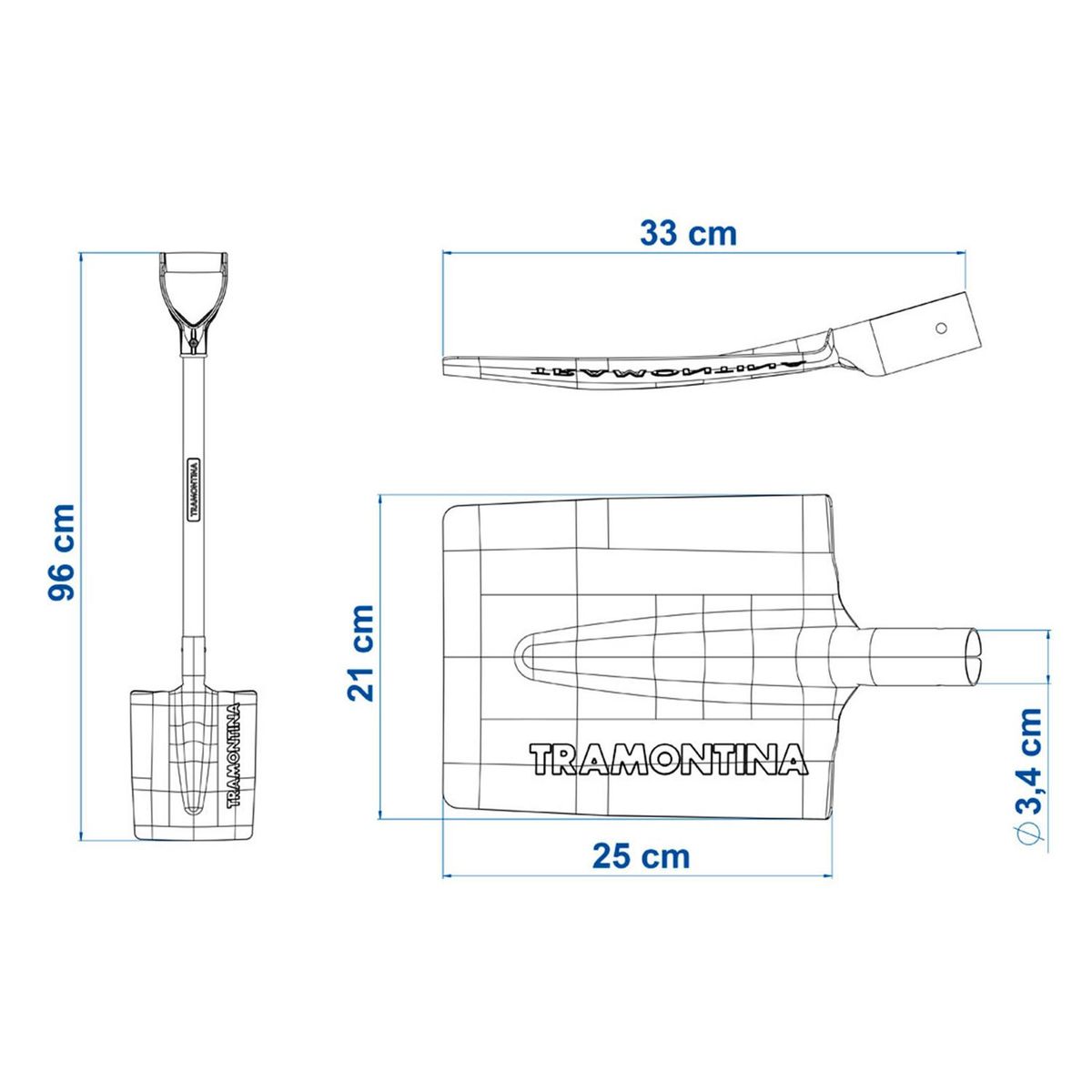 TRAMONTINA - Pala Recta, Mango de Madera 71 cm 