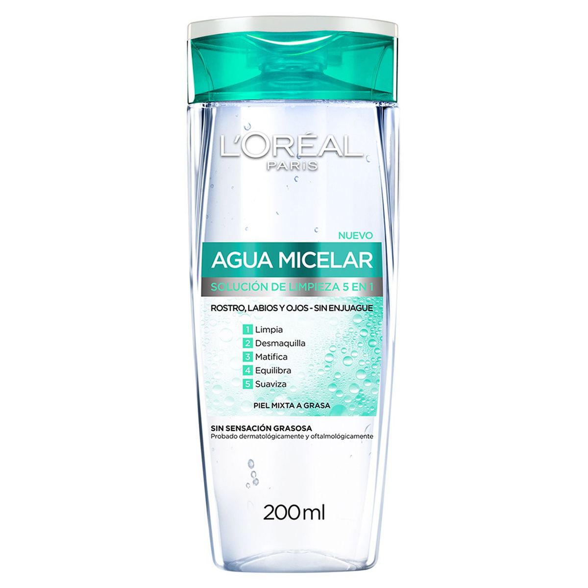 LOREAL PARIS - Agua micelar desmaquillante Piel mixta a grasas 200 ml
