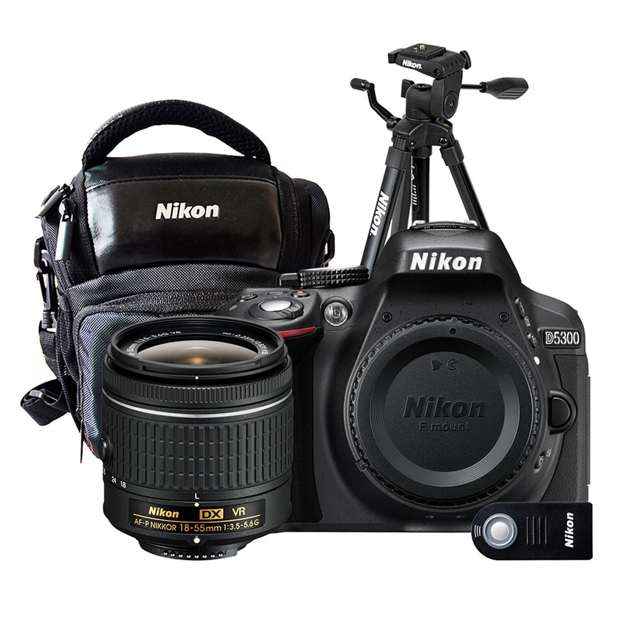 NIKON - Cámara Reflex D5300 con 18-55mm con trípode y control remoto