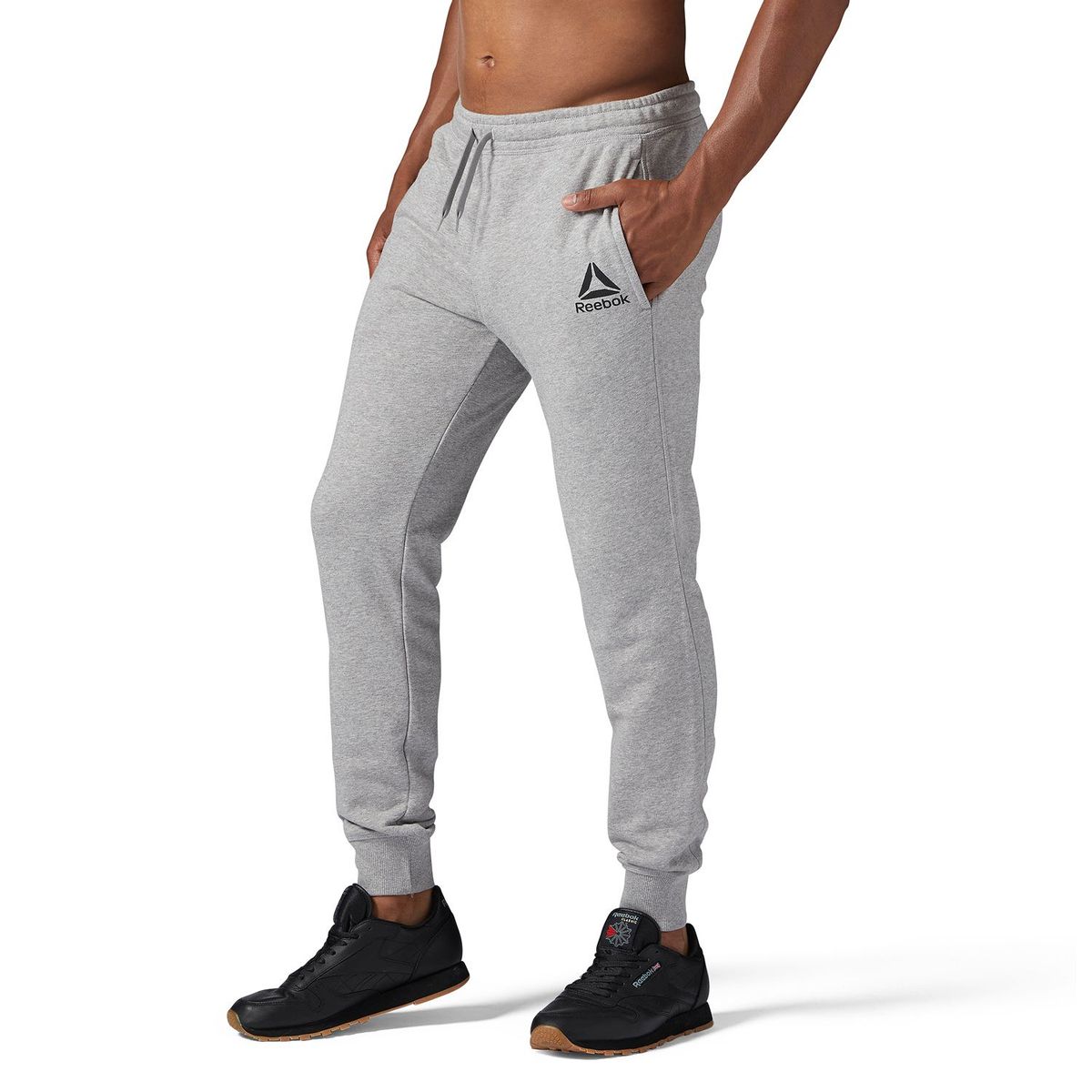 REEBOK - Pantalón de Buzo Stacked Logo Gris