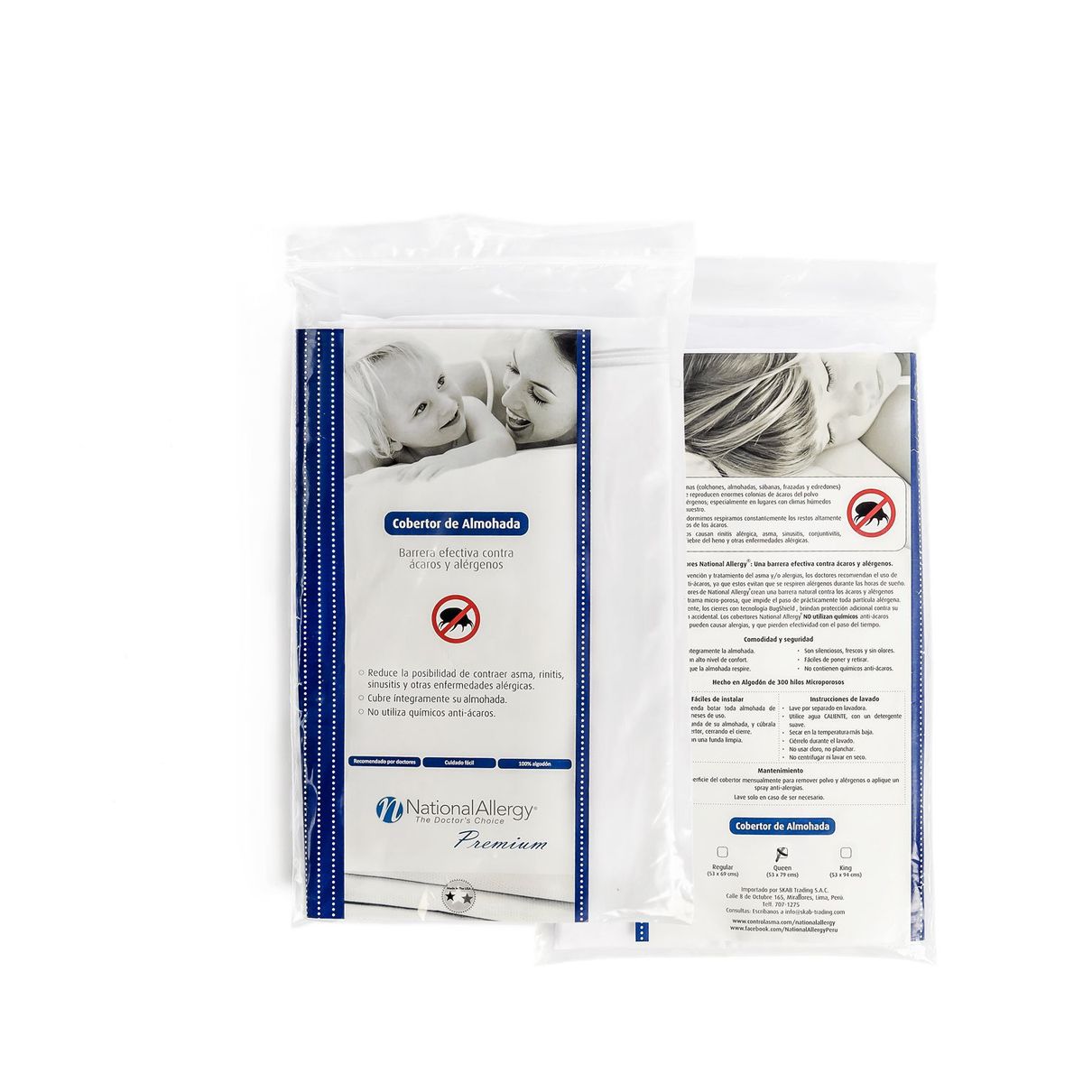 NATIONAL ALLERGY - Cobertor Anti ácaros de Almohada Premium Queen