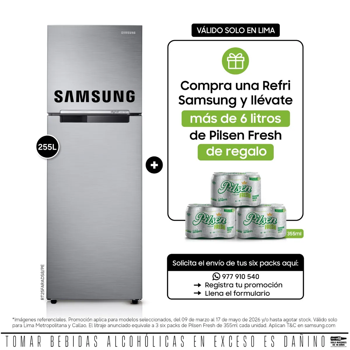 SAMSUNG - Refrigeradora Samsung Top Mount 255Lt RT25FARADS8 Silver.