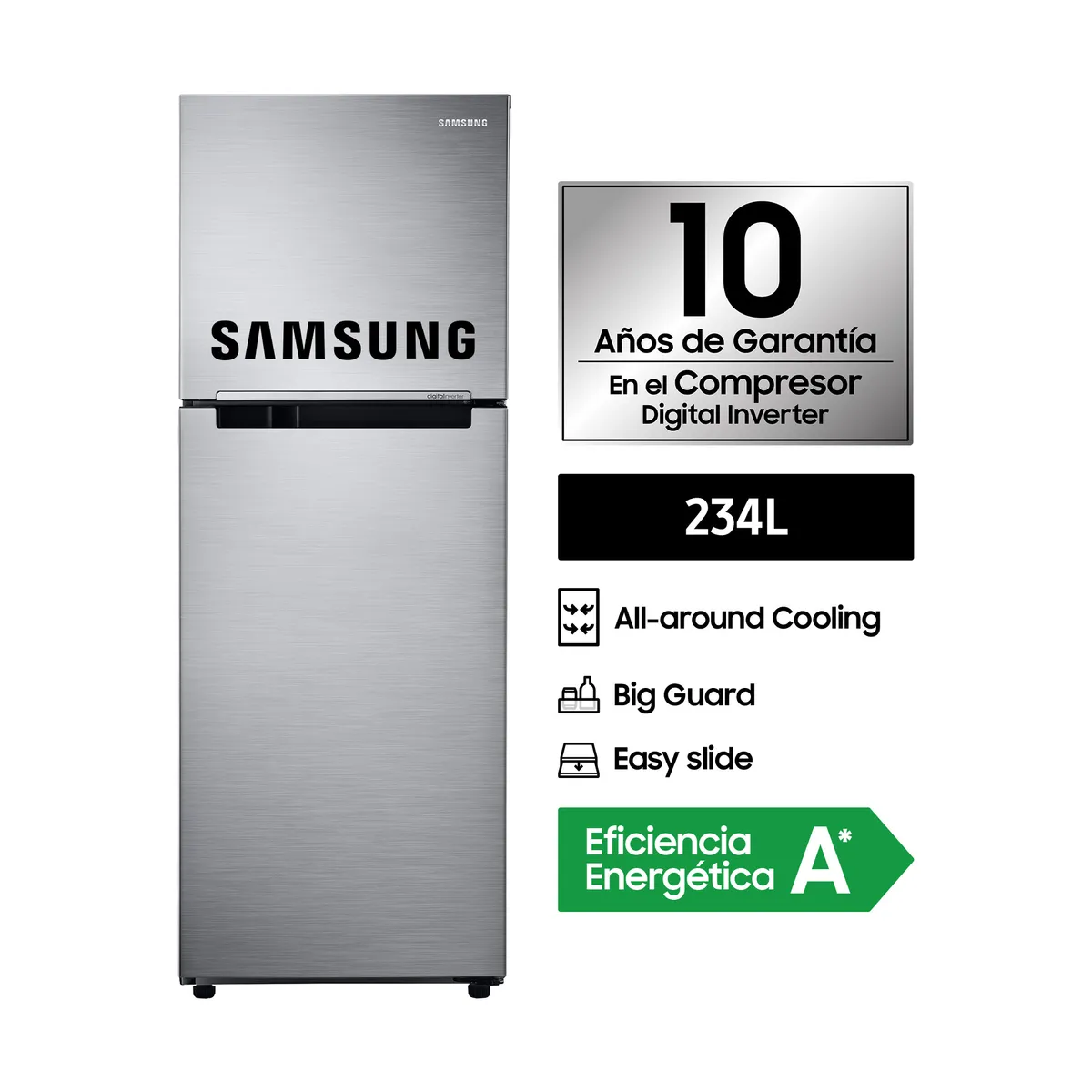 SAMSUNG - Refrigerador Samsung 234 litros RT22FARADS8/PE Silver