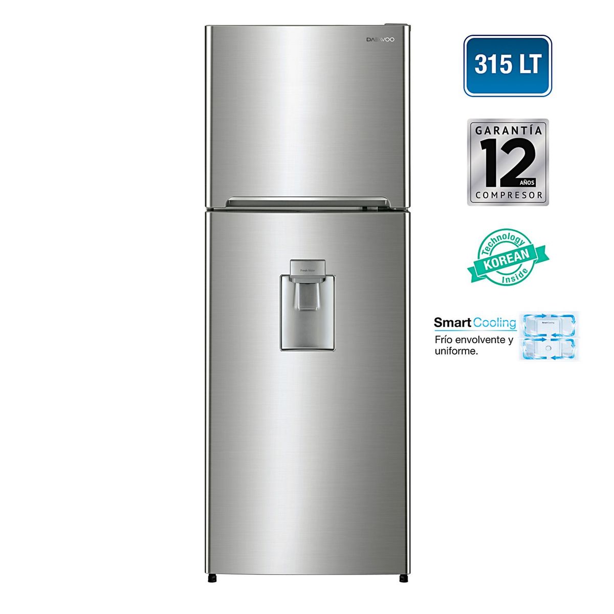 DAEWOO - Refrigerador Top Mount RGP-32GFD 315 Lt Silver