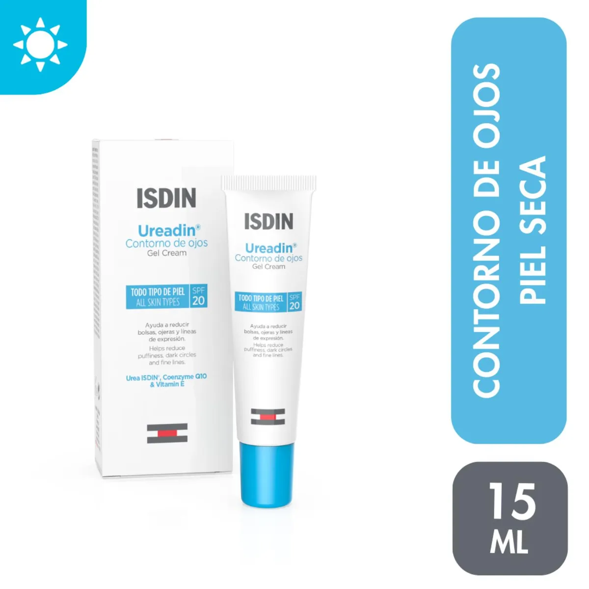 ISDIN - ISDIN Ureadin Contorno de ojos 15ML - Gel crema bolsas, ojeras y líneas de expresión para todo tipo de piel