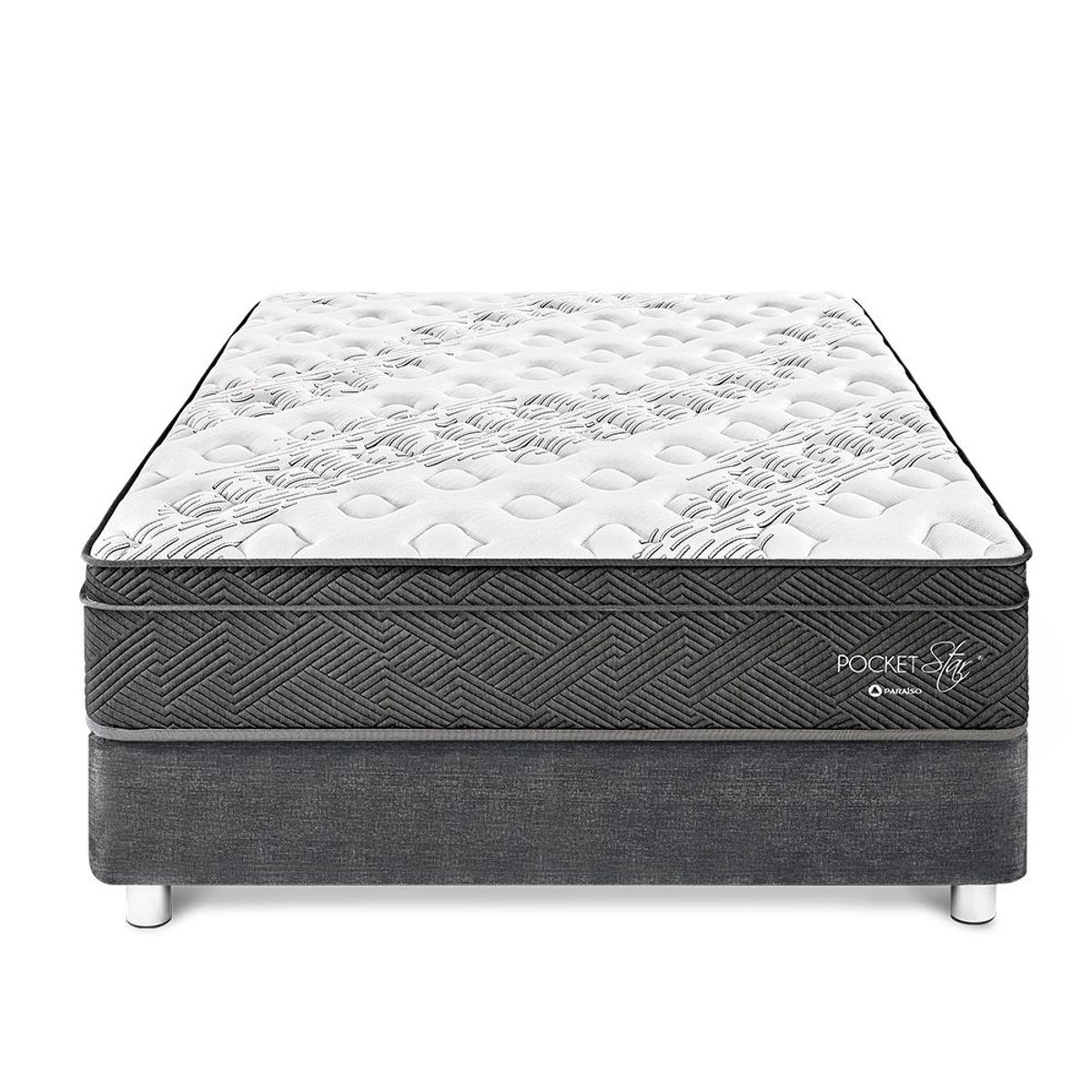 PARAISO - Cama Box Tarima Pocket Star Queen + 2 Almohadas + Protector