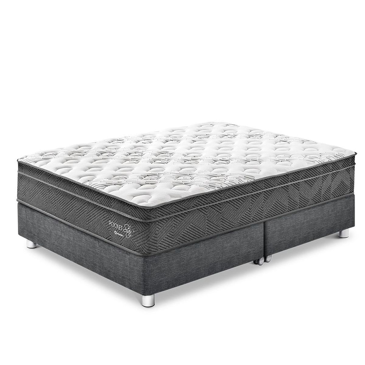 PARAISO - Cama Box Tarima Pocket Star Queen + 2 Almohadas + Protector
