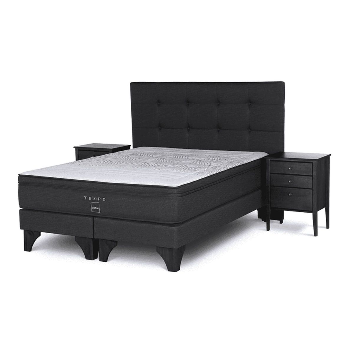 ROSEN - Dormitorio Europeo Tempo Issey Grafito Queen + 2 Almohadas