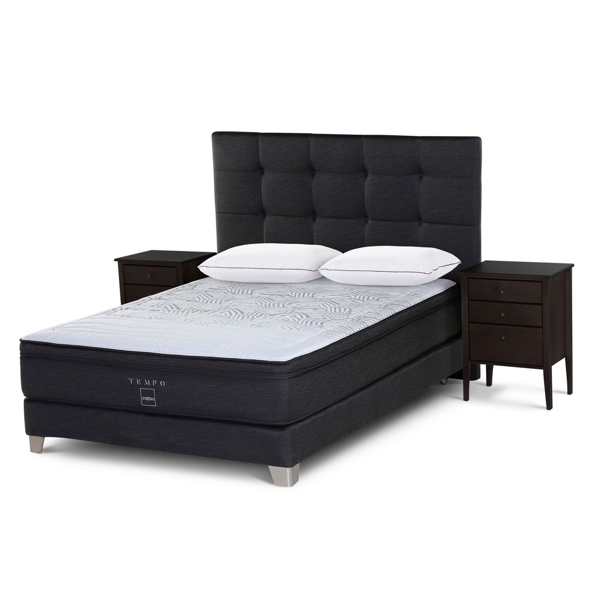 ROSEN - Dormitorio Tempo Issey Grafito 2 Plz + 2 Almohadas Memory Max