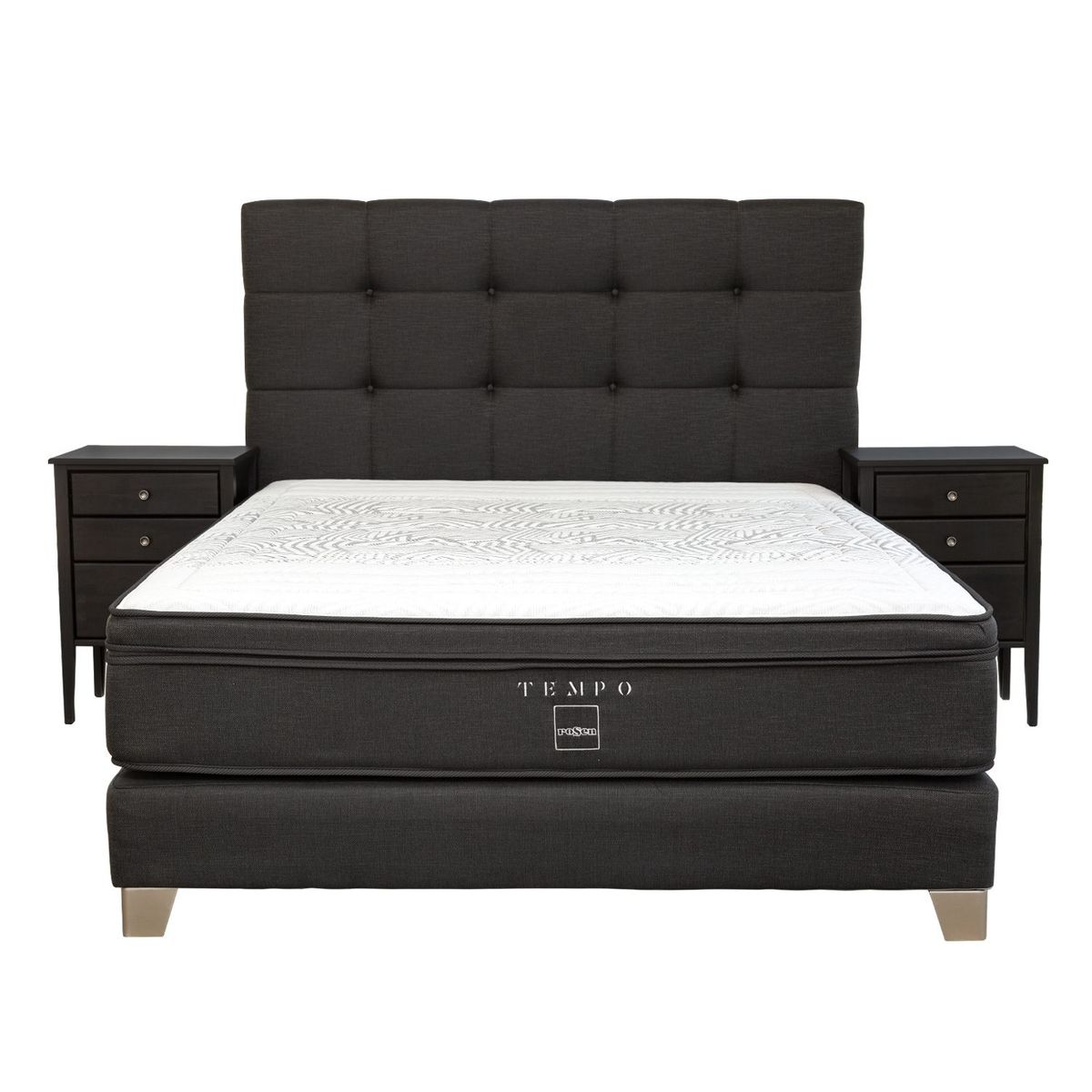 ROSEN - Dormitorio Tempo Issey Grafito King + 2 Almohadas Memory Max