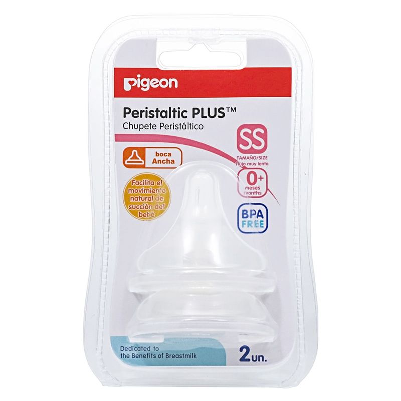 PIGEON - Tetina Peristáltica Boca Ancha Ss - 2 Unidades