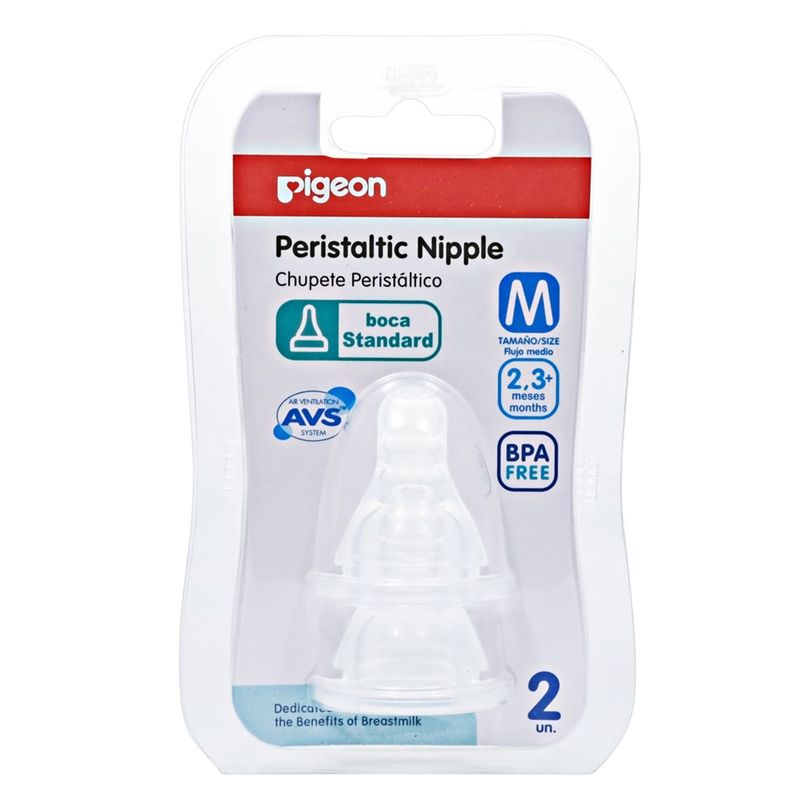 PIGEON - Tetina Peristáltica Boca Standard M - 2 Unidades