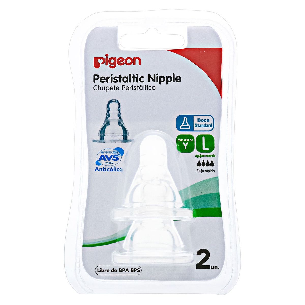 PIGEON - Tetina Peristáltica Boca Standard L - 2 Unidades