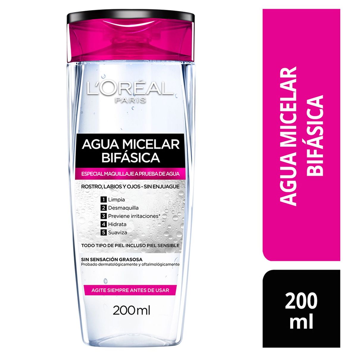 LOREAL PARIS - Agua micelar desmaquillante Bifásica 200 ml