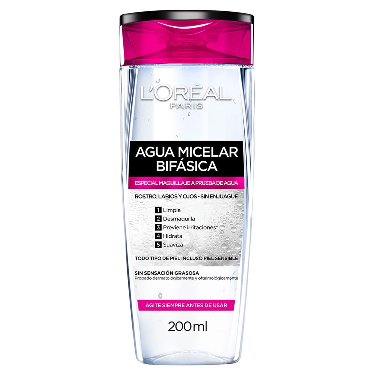 LOREAL PARIS - Agua micelar desmaquillante Bifásica 200 ml