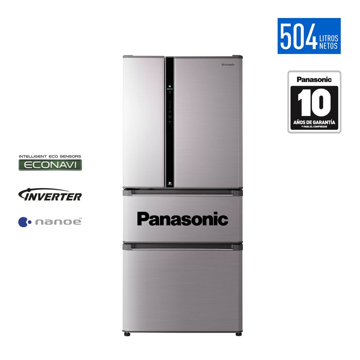 PANASONIC - Refrigeradora NR-D655YZ-S4 504 Lts Silver