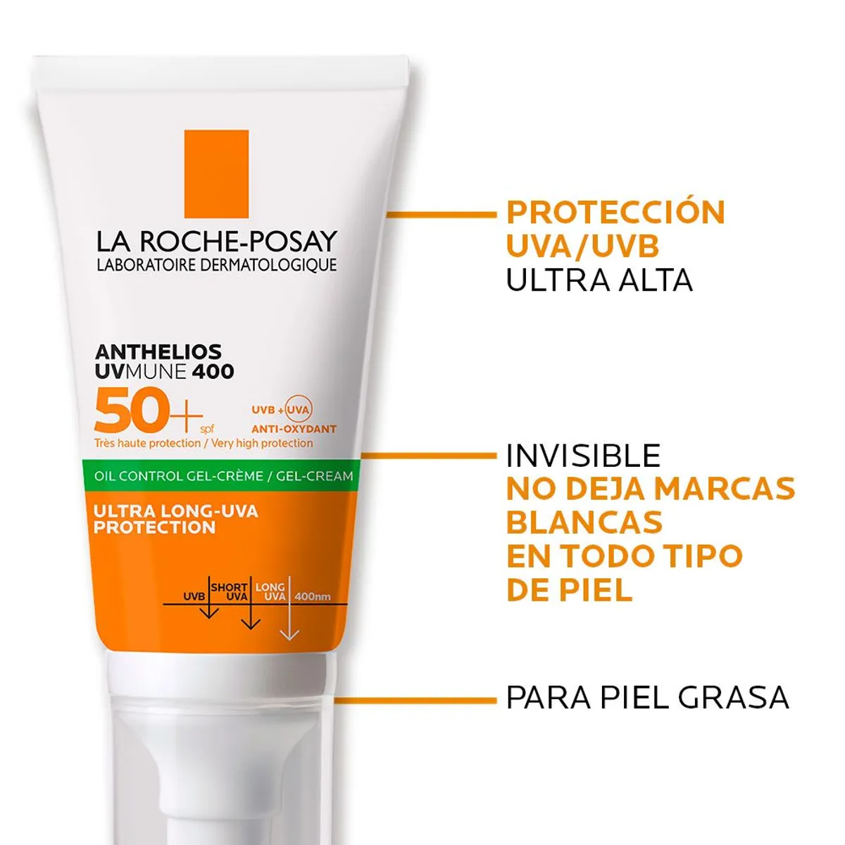 LA ROCHE POSAY - Protector Solar Anthelios UVMune 400 Oil Control Toque Seco FPS 50+ 50ml