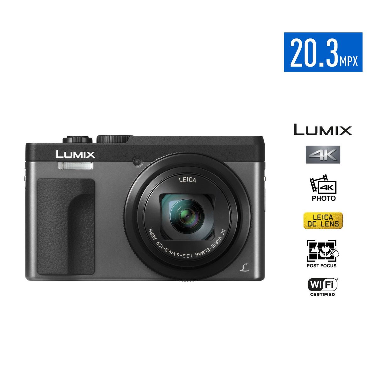 PANASONIC - Cámara semiprofesional ISO 80-3200 4K Ultra HD DCSD-ZS70PP-S