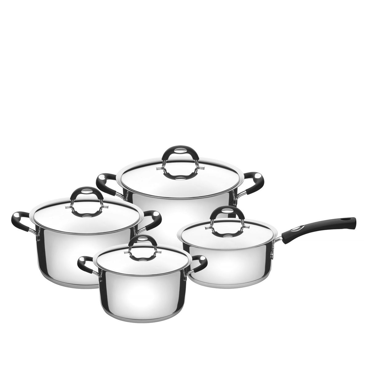 TRAMONTINA - Juego de Ollas 8 Pzs Acero Inoxidable Duo Silicone